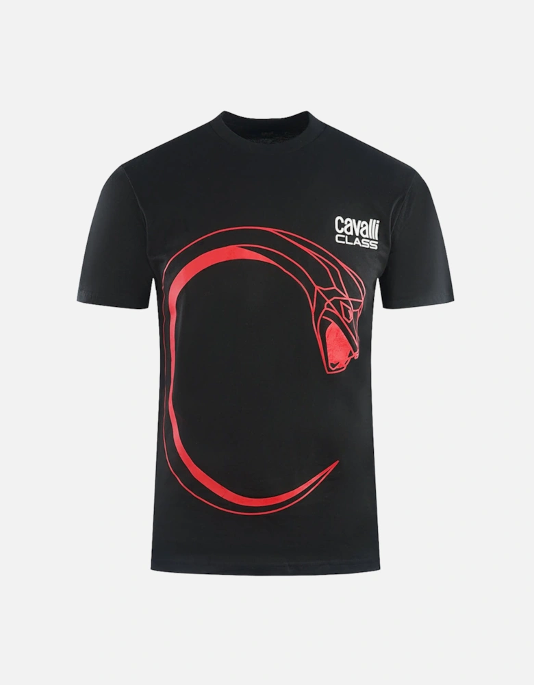 Cavalli Class Large Snake Logo Black T-Shirt