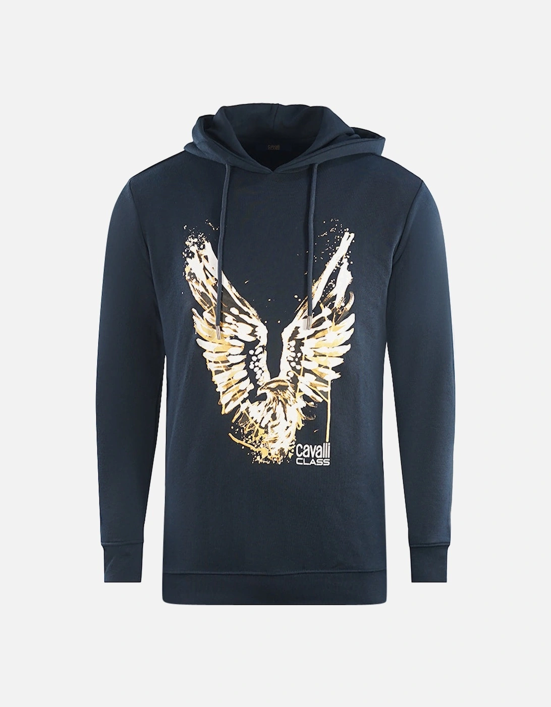 Cavalli Class Golden Eagle Logo Navy Blue Hoodie, 2 of 1