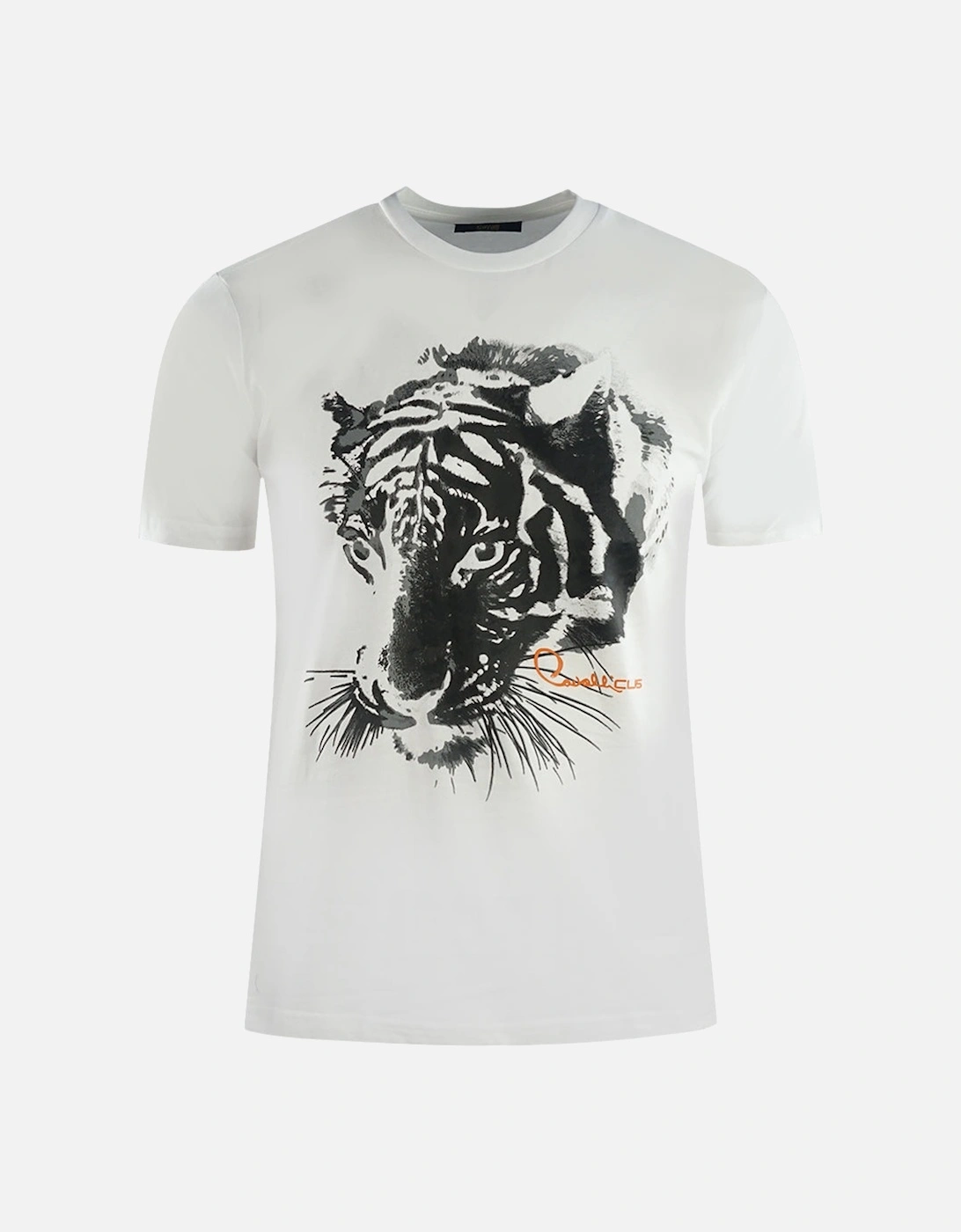 Cavalli Class Large Tiger Logo White T-Shirt, 2 of 1