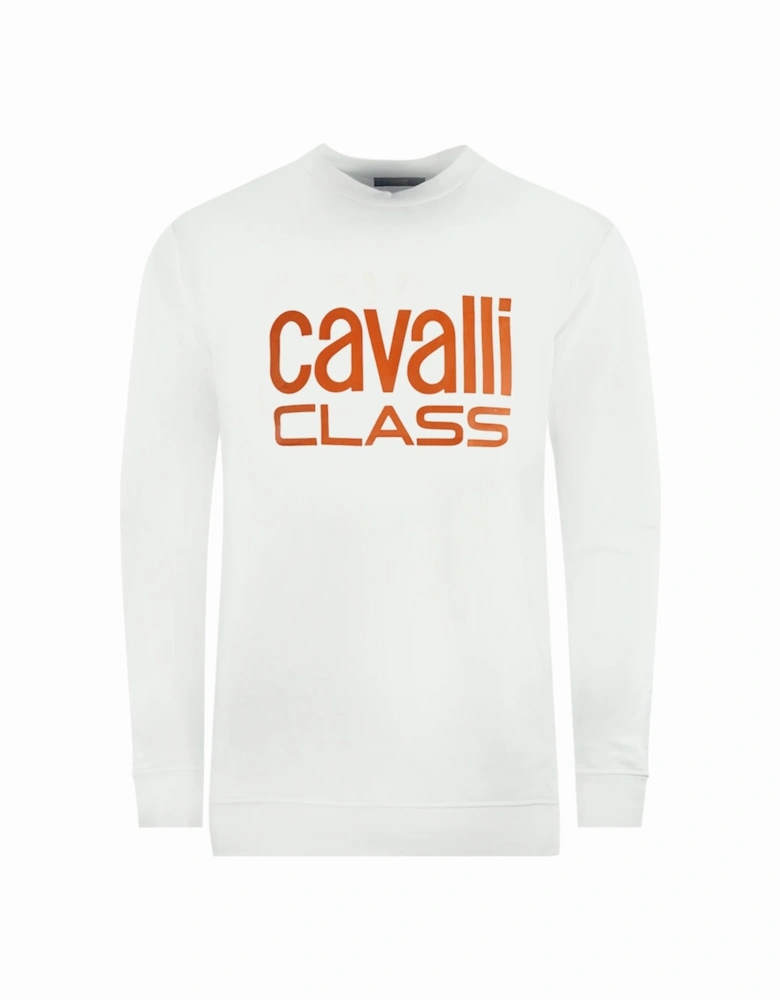 Cavalli Class Bold Brand Logo White Sweatshirt