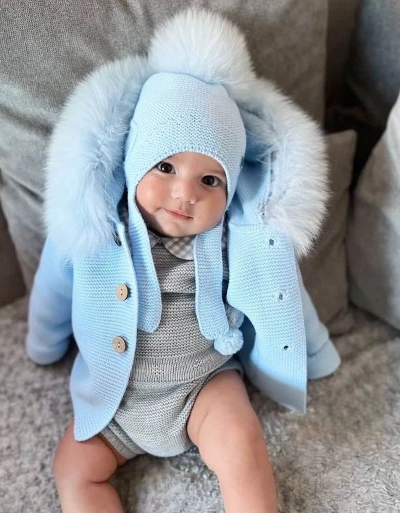 Blue Fur Tie Hat