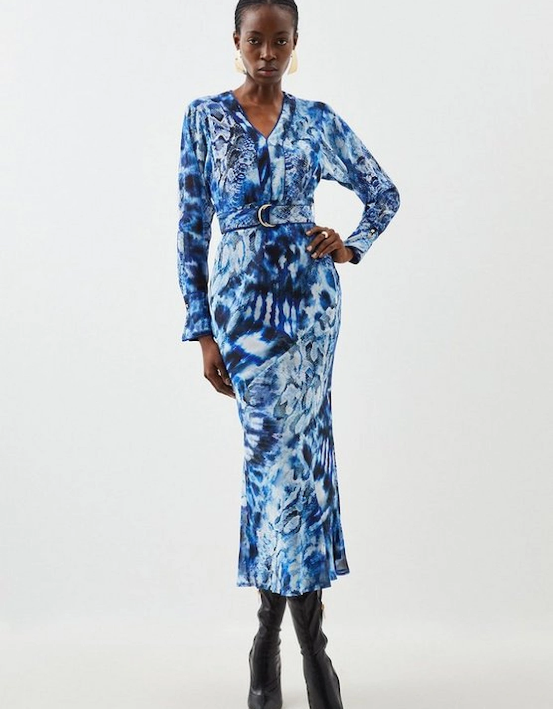 Petite Printed Georgette Woven Maxi Dress With Scarf Detail, 5 of 4