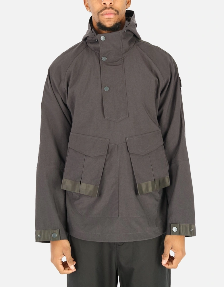 Proximity Black Hooded Pullover Smock Jacket