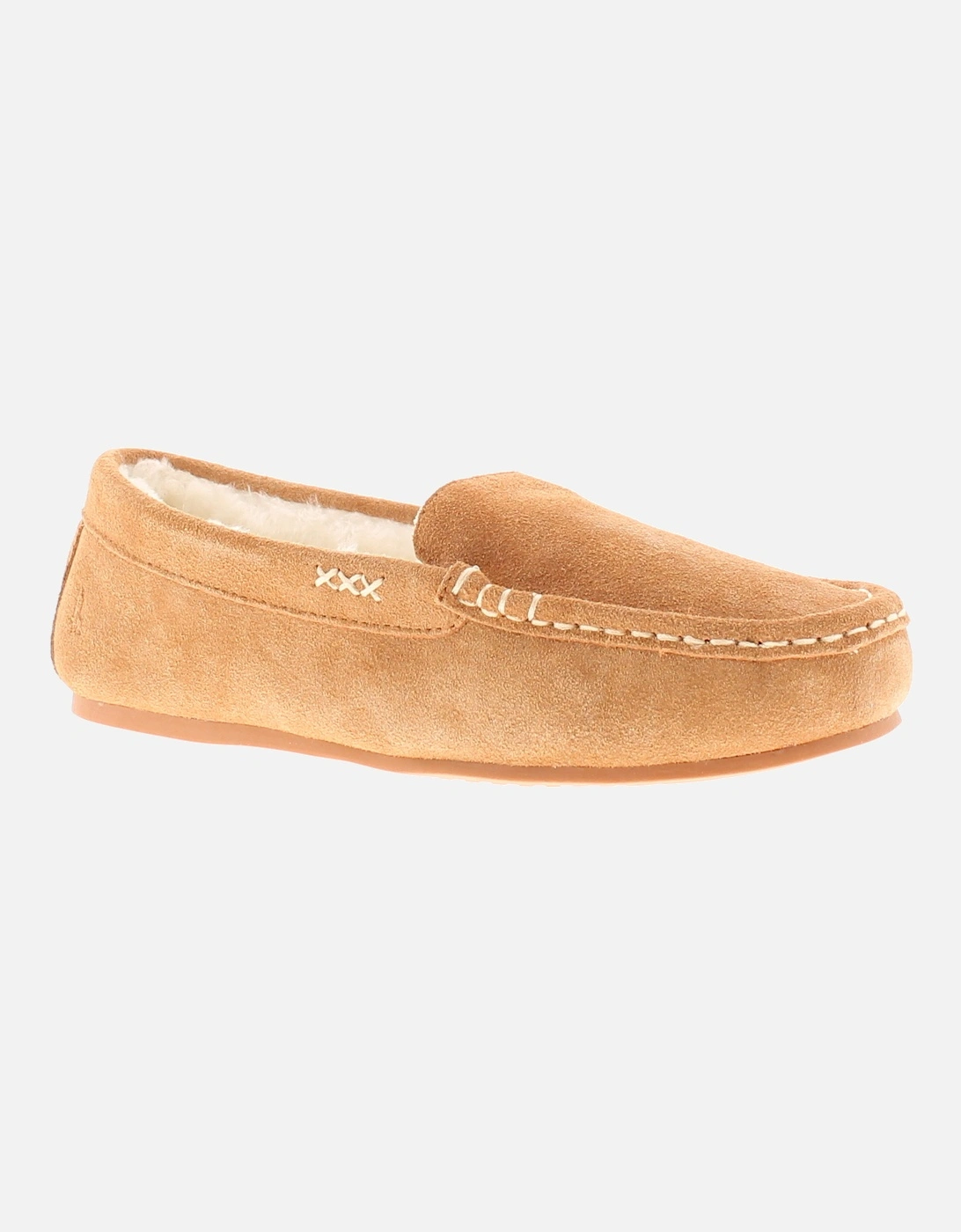 Womens Moccasin Slippers Annie Suede Leather tan UK Size, 6 of 5