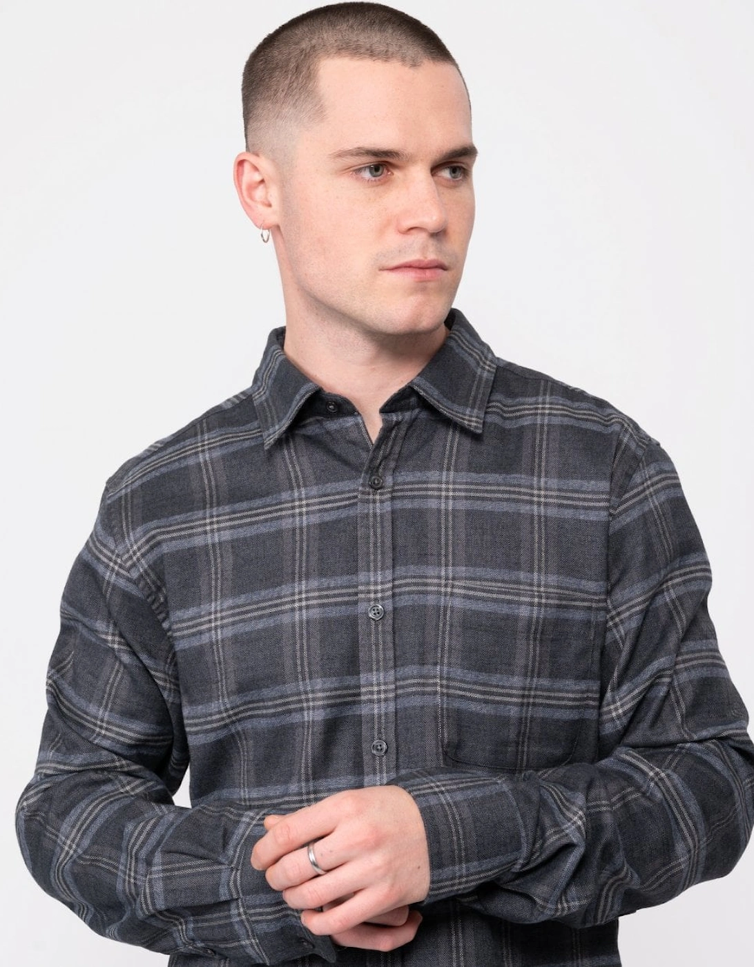 Censo Mens Long Sleeved Brushed Cotton Shirt