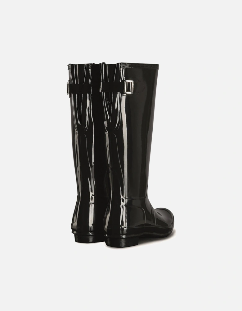 Tall Back Adjustable Gloss Womens Wide Fit Wellingtons