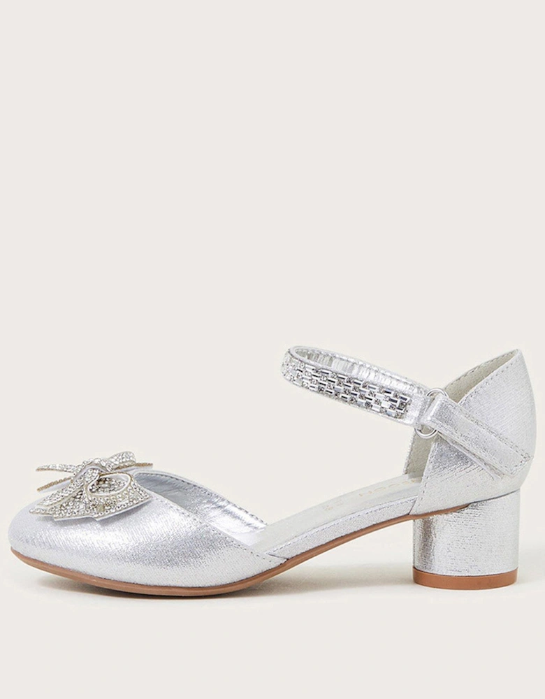 Girls Lola Dazzle Two Part Heel Shoes - Silver