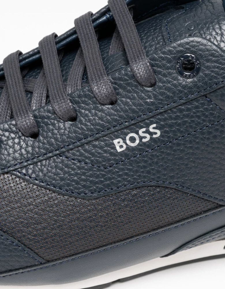BOSS Green Saturn Low Profile Mens Grained Leather Trainers