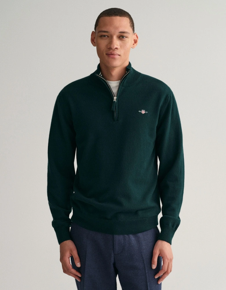 Mens Superfine Lambswool Half Zip Cardigan