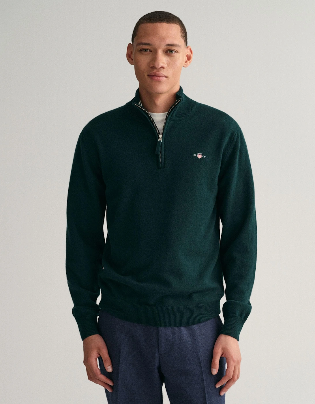 Mens Superfine Lambswool Half Zip Cardigan, 5 of 4