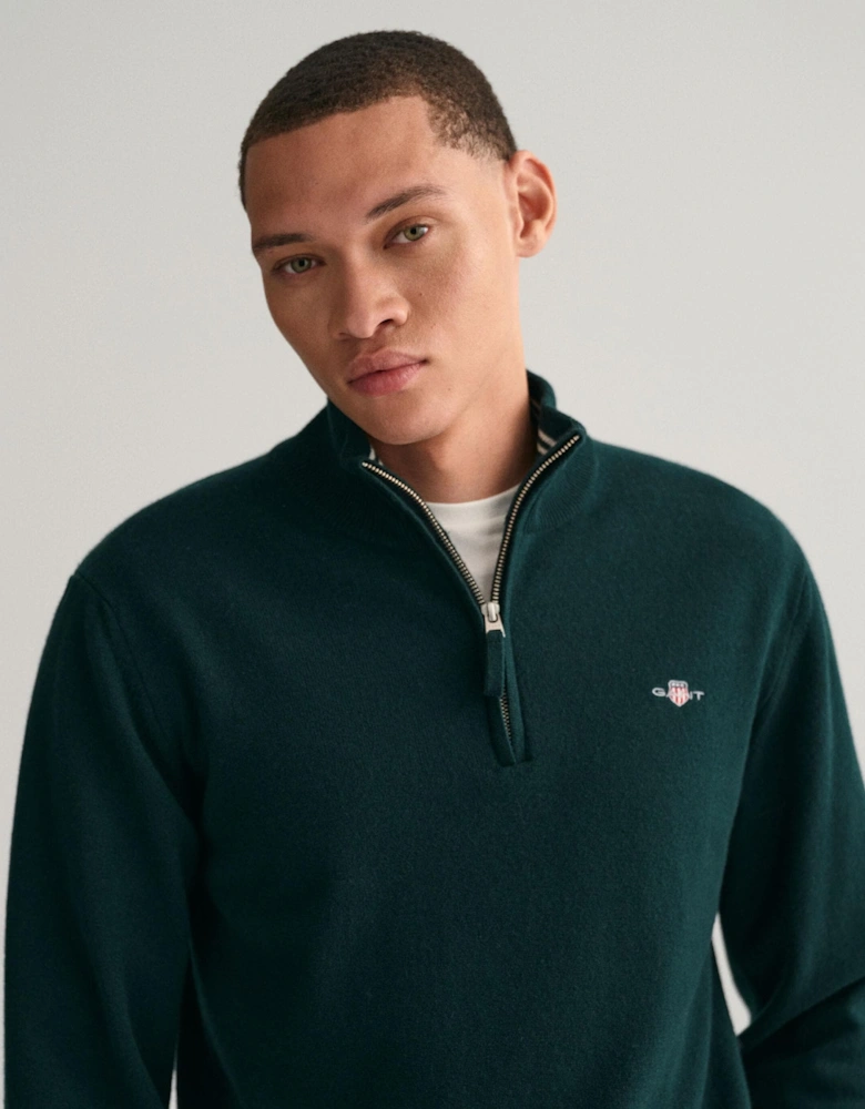 Mens Superfine Lambswool Half Zip Cardigan