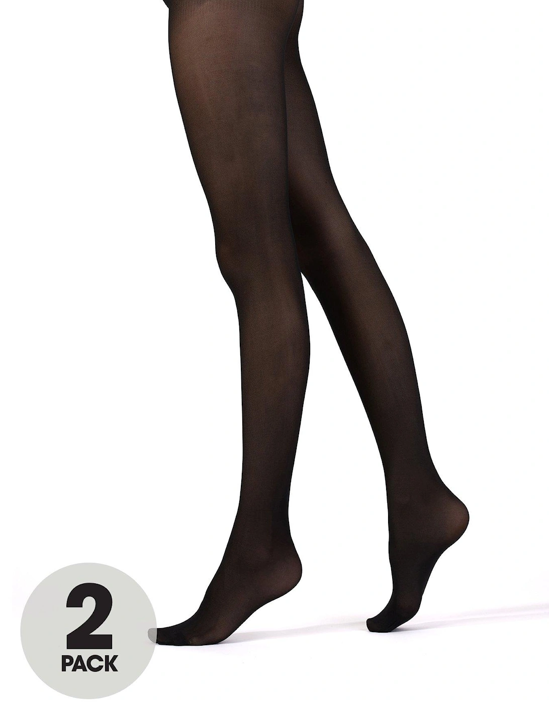 2 Pack 40 Denier Opaque Tights - Black, 2 of 1