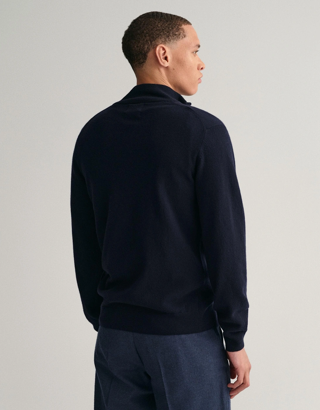 Mens Superfine Lambswool Half Zip Cardigan