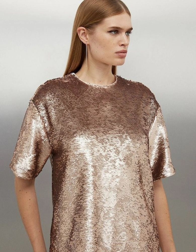 Sequin Woven Boxy T-shirt