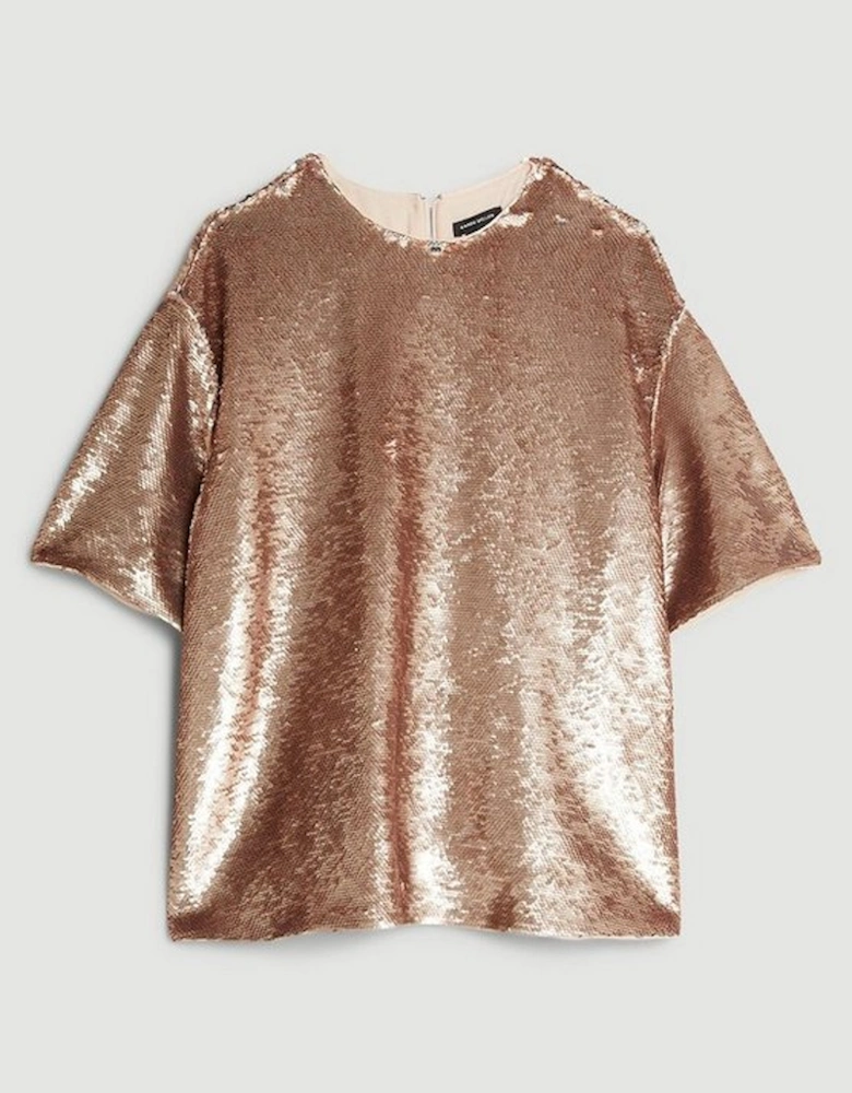 Sequin Woven Boxy T-shirt