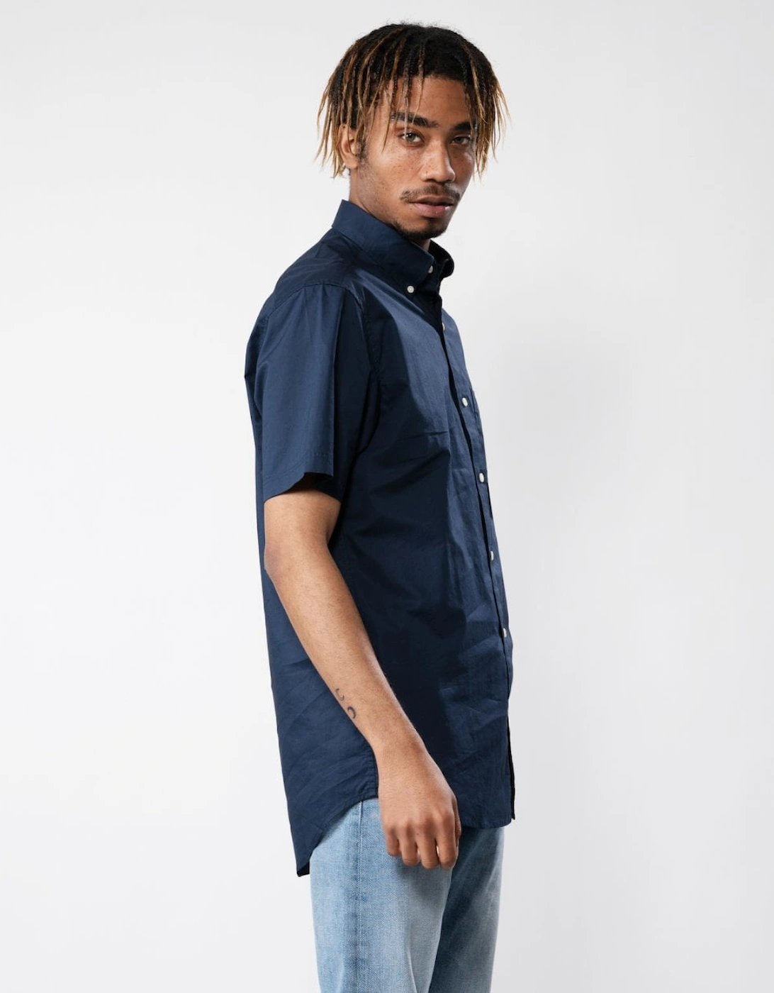 Regular Broadcloth Short Sleeve Button Down Mens Shirt