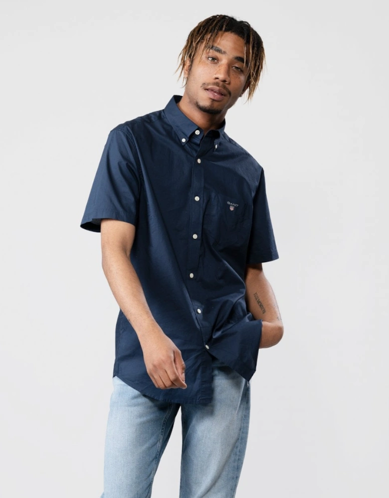 Regular Broadcloth Short Sleeve Button Down Mens Shirt