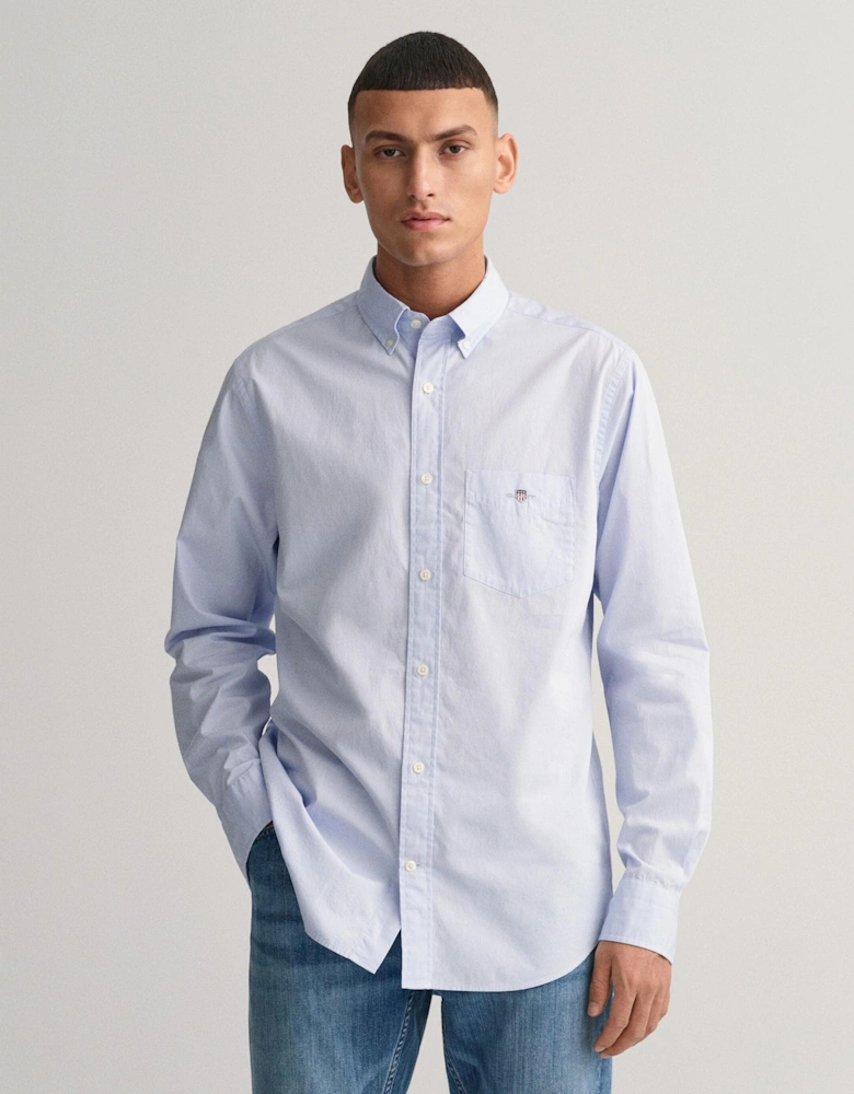 Mens Regular Fit Long Sleeve Poplin Shirt