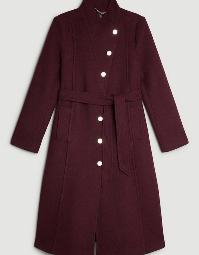Italian Manteco Wool Button Detail Belted Midi Coat