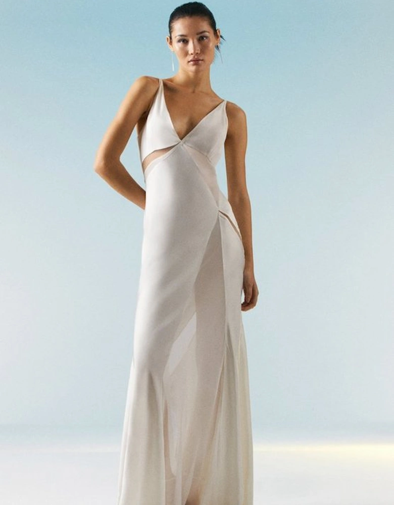 Tall Ooto Sheer Panelled Woven Maxi Dress