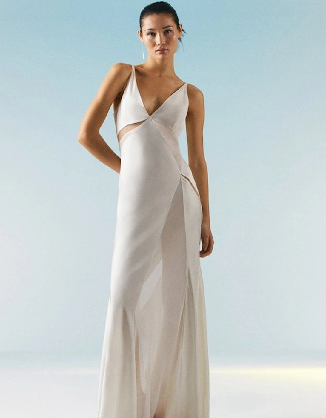 Tall Ooto Sheer Panelled Woven Maxi Dress, 5 of 4