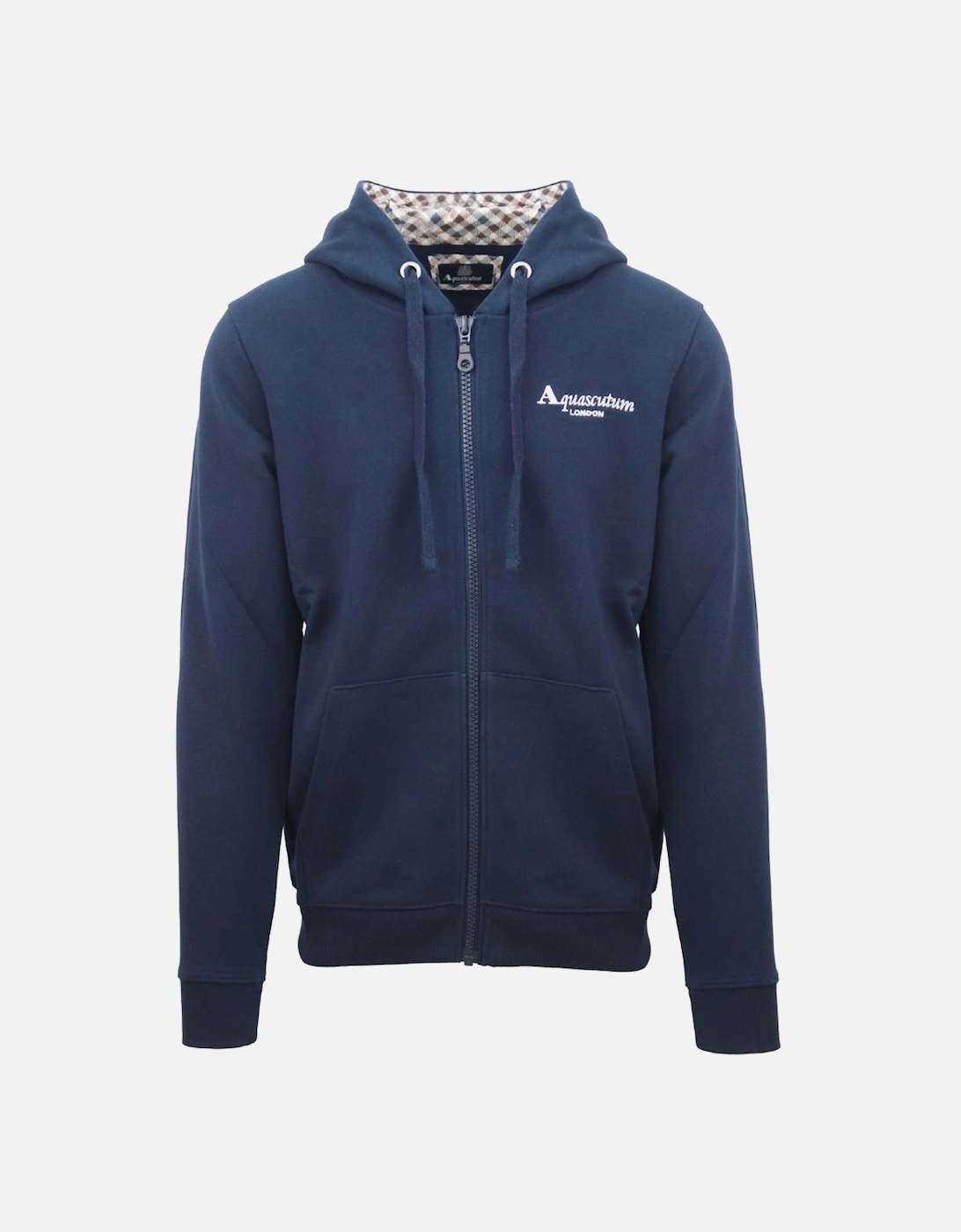 Classic Embossed Signature Logo Navy Blue Zip-Up Hoodie, 3 of 2