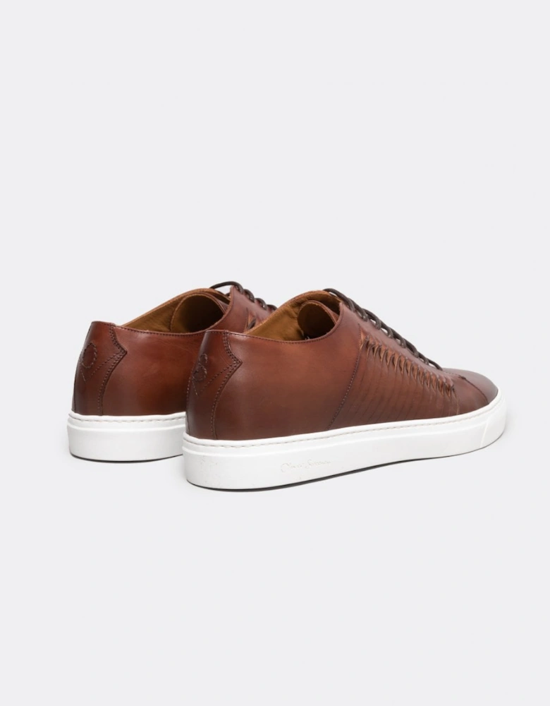 Mozzalago Mens Antiqued Calf Leather Cupsole Trainers