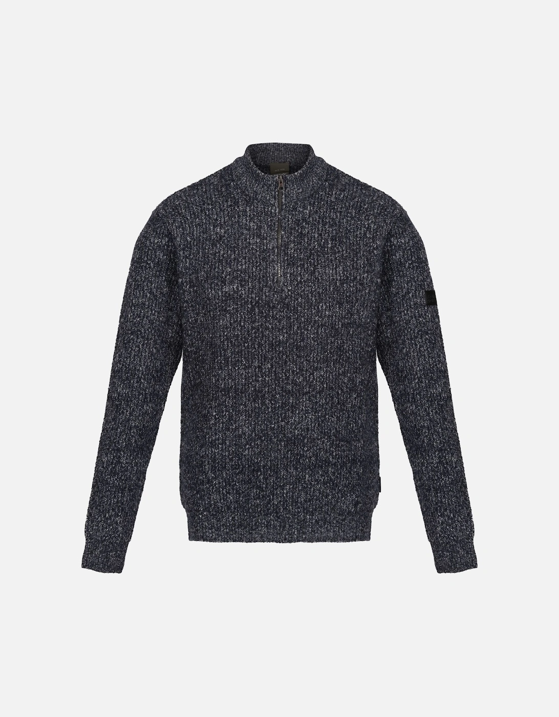 Mens Solomon Marl Knitted Zip Neck Sweatshirt, 5 of 4