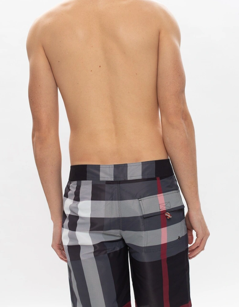 Grey Checkered Swim Shorts