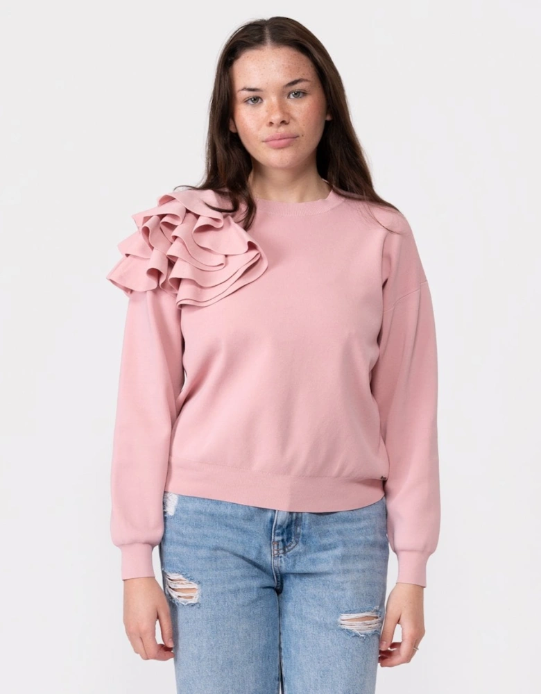Debroh Womens Easy Fit Sweater With Ruffles