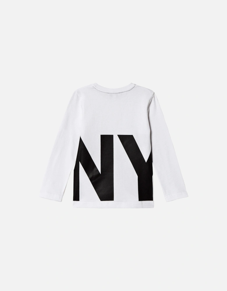 Boys Logo Print Long Sleeve T-Shirt White
