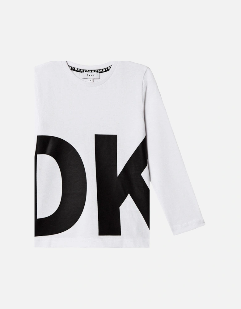 Boys Logo Print Long Sleeve T-Shirt White