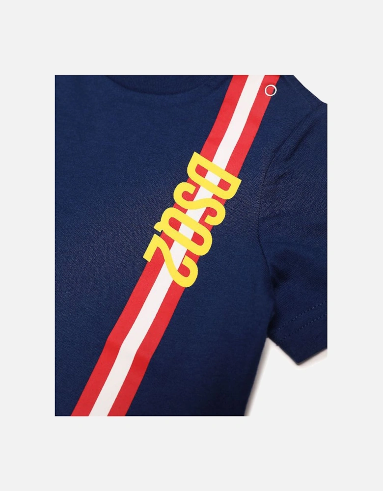 Baby Boys Striped Logo T-shirt Blue