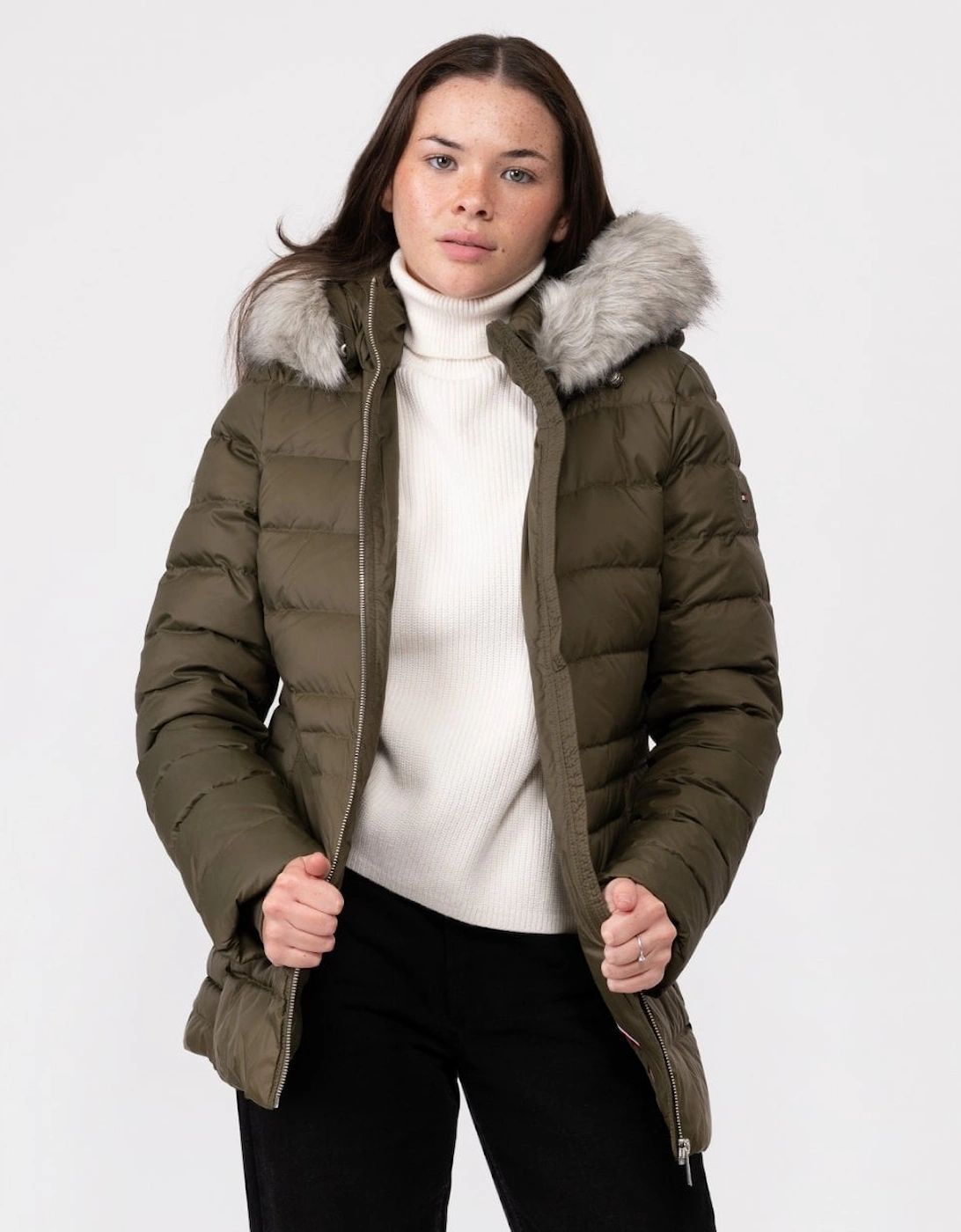 Tyra Faux Fur Womens Poly Down Jacket, 6 of 5