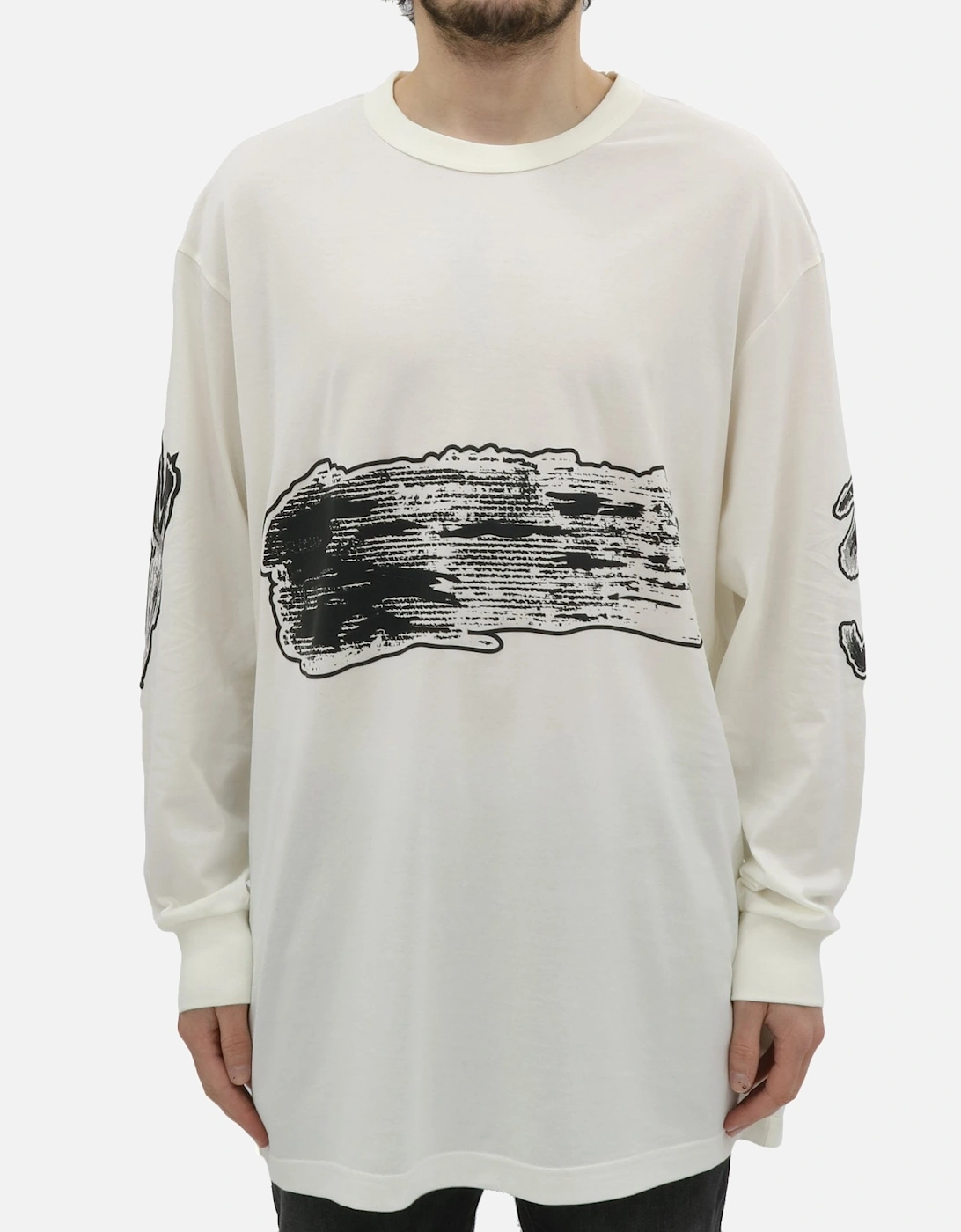 Oversized Graphic Off White LS Tee, 6 of 5