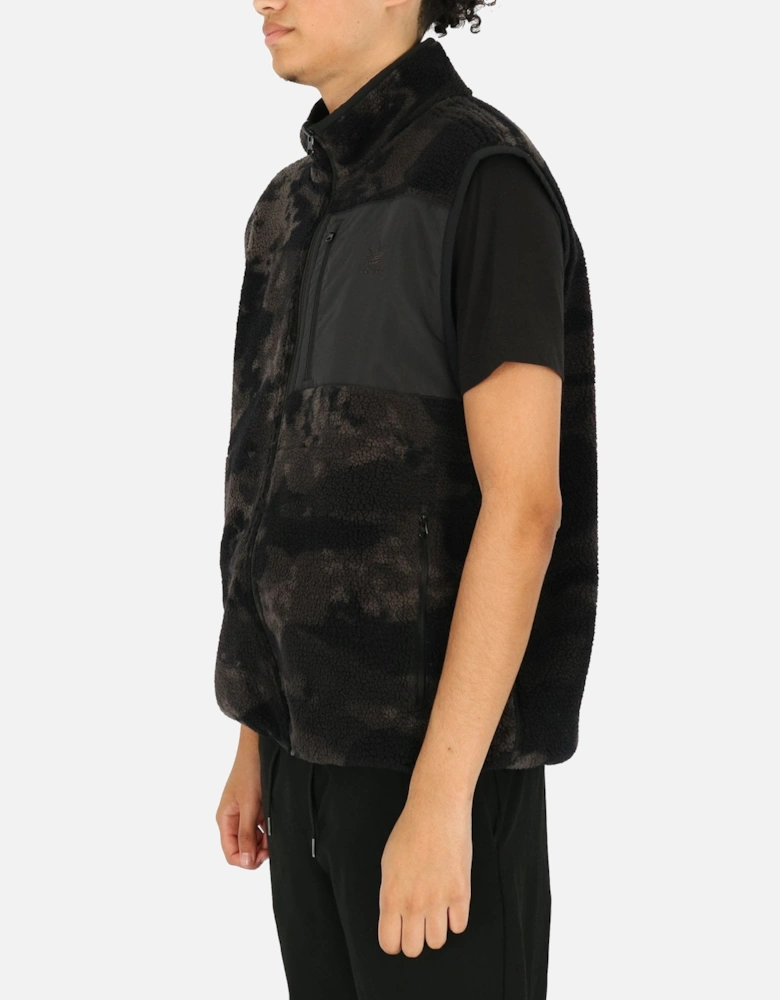 Camo Reversible Black Fleece Gilet