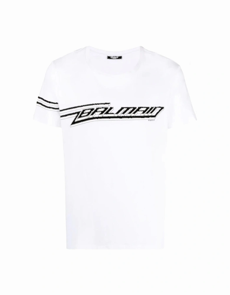 3D Flocked Logo T-Shirt in White