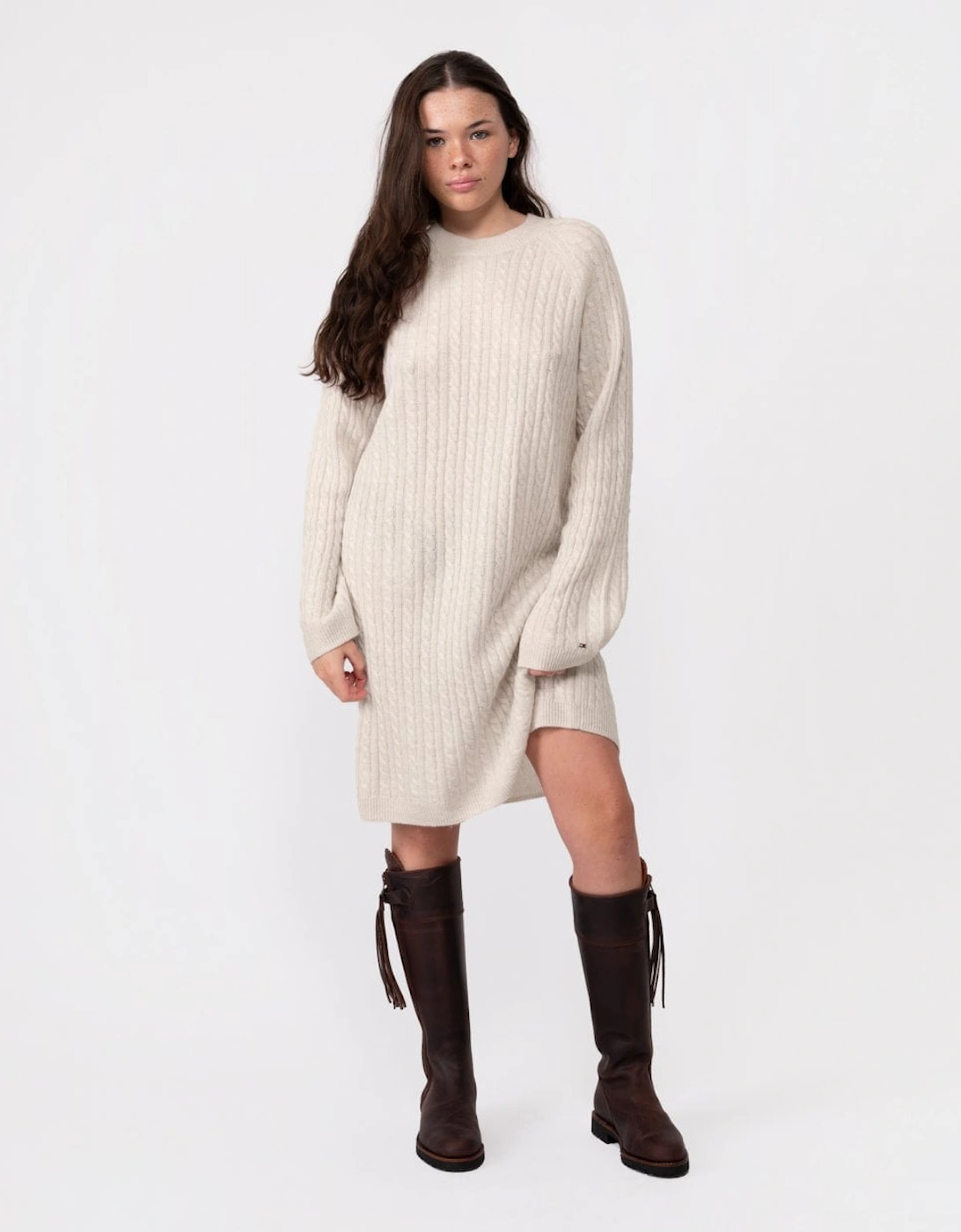 Cable Knit Womens Sheer Jumper Dress, 5 of 4