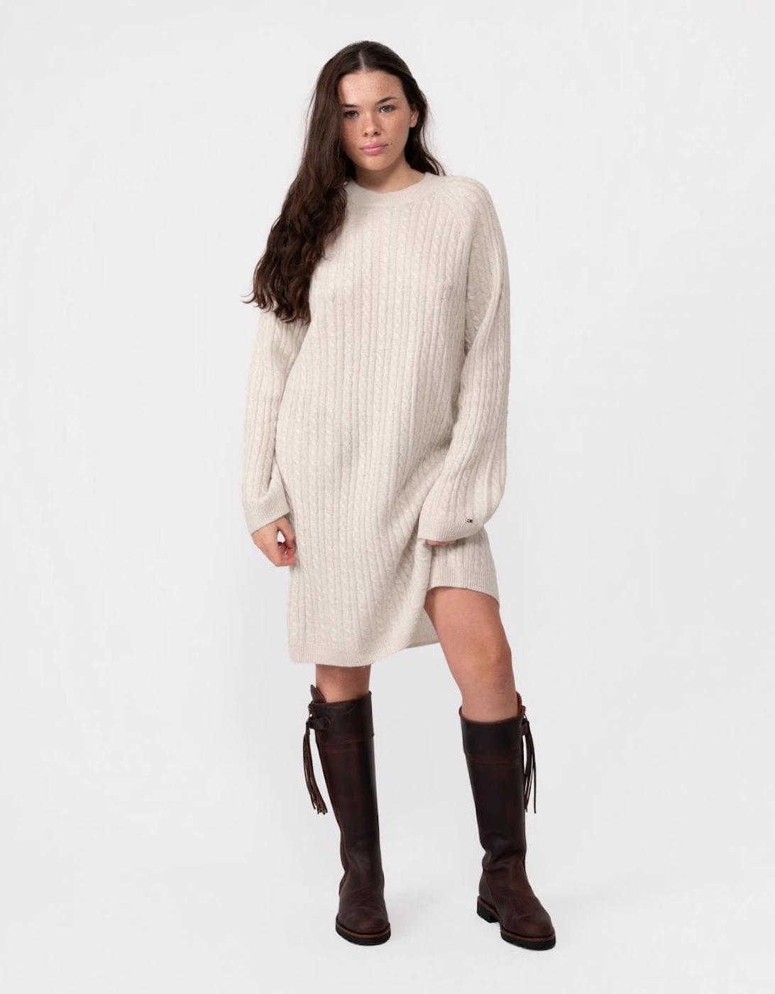 Cable Knit Womens Relaxed Jumper Dress, 5 of 4