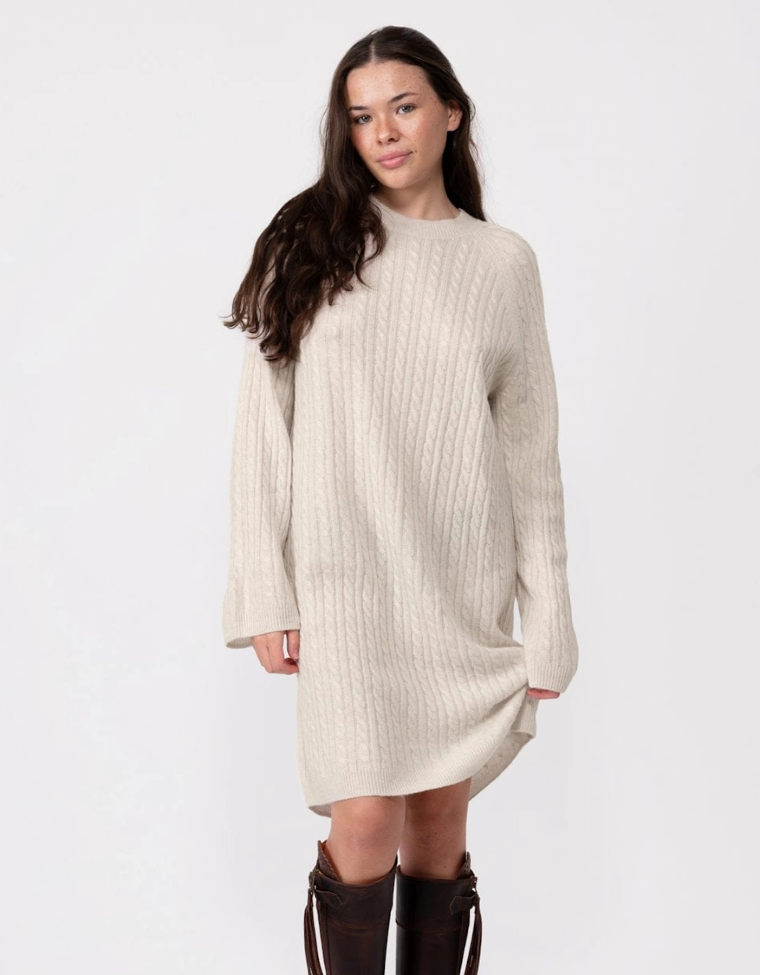Cable Knit Womens Sheer Jumper Dress