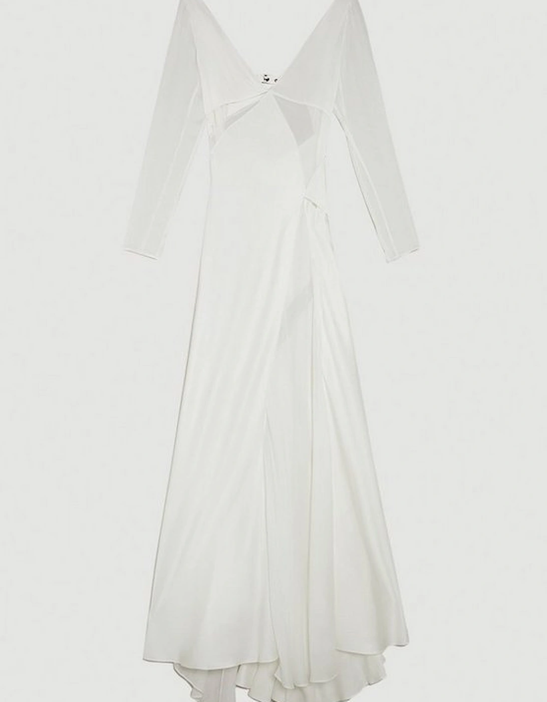 Petite Ooto Sheer Panelled Long Sleeve Woven Maxi Dress