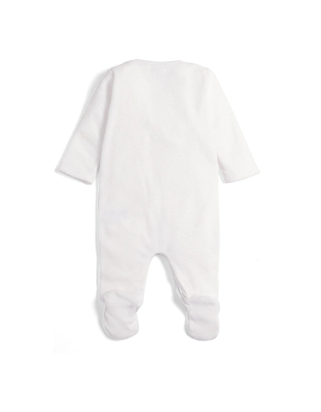 Unisex Baby Cloud Velour Sleepsuit With Hat - White