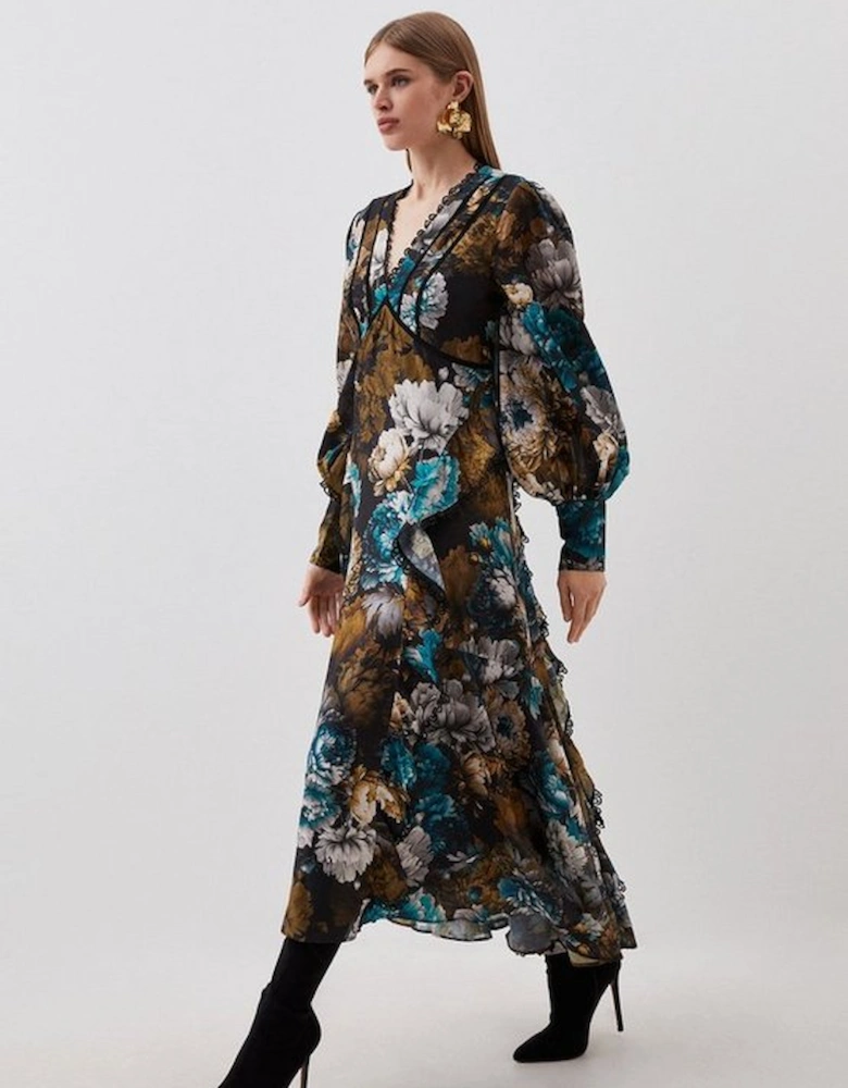 Winter Floral Printed Woven Maxi Dress