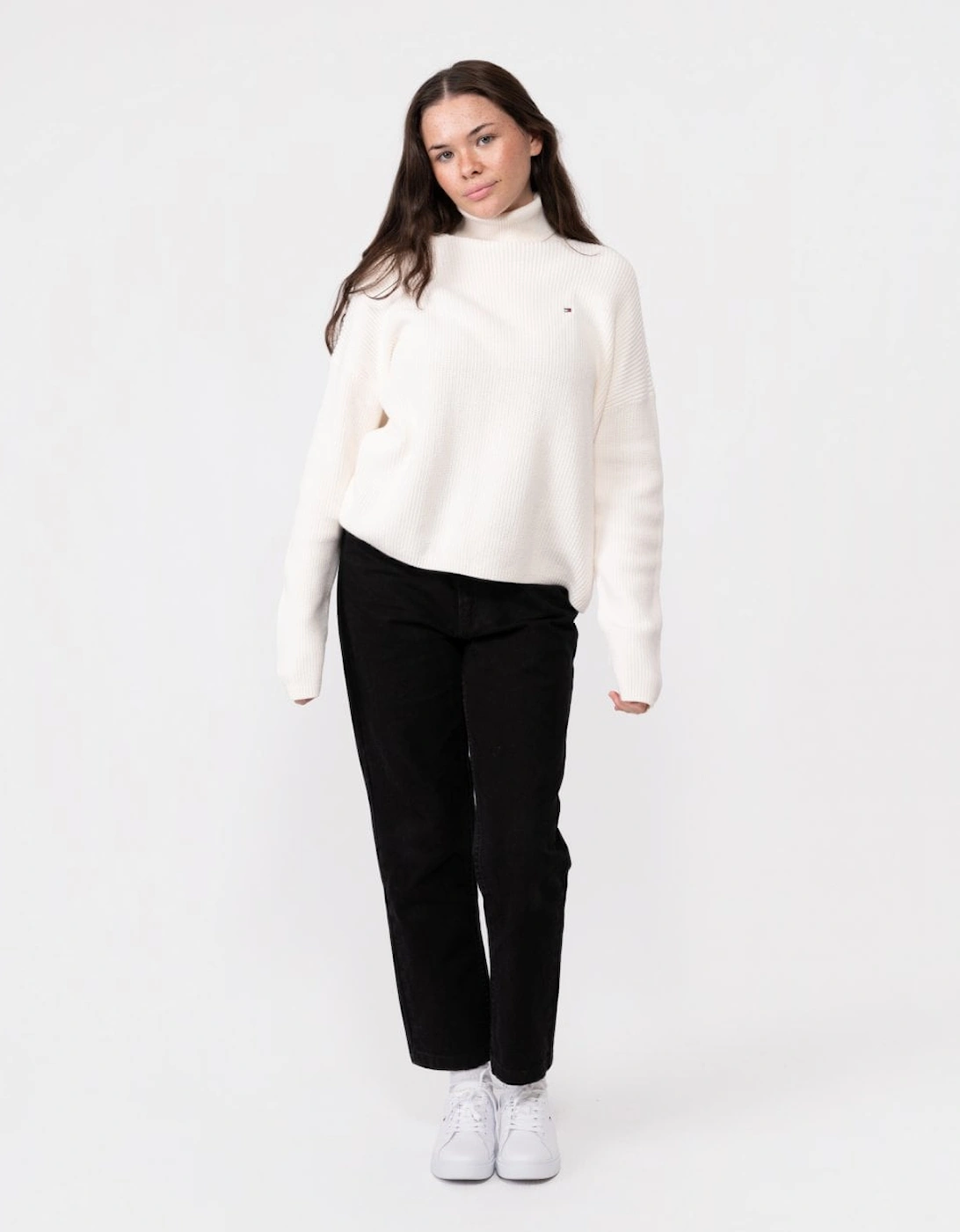 Cotton Womens Funnel-Neck Jumper