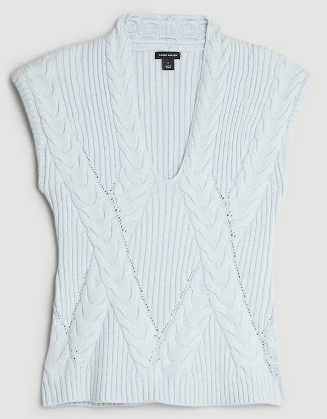 Viscose Blend Cable Knit Strong Shoulder Jumper