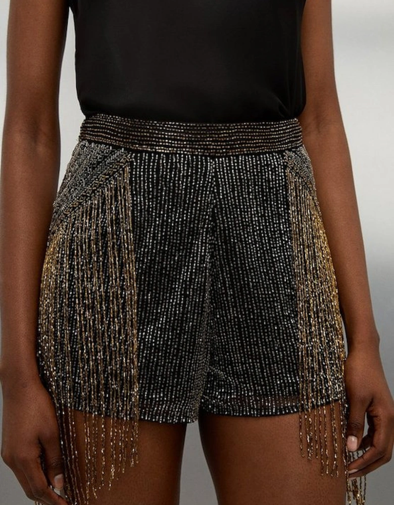 Premium Embellished Fringe Woven Shorts