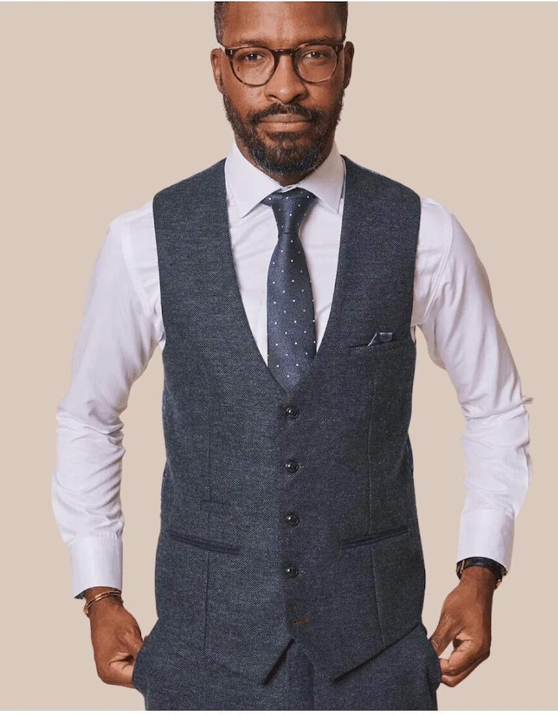 Marlow Blue Tweed Waistcoat, 5 of 4