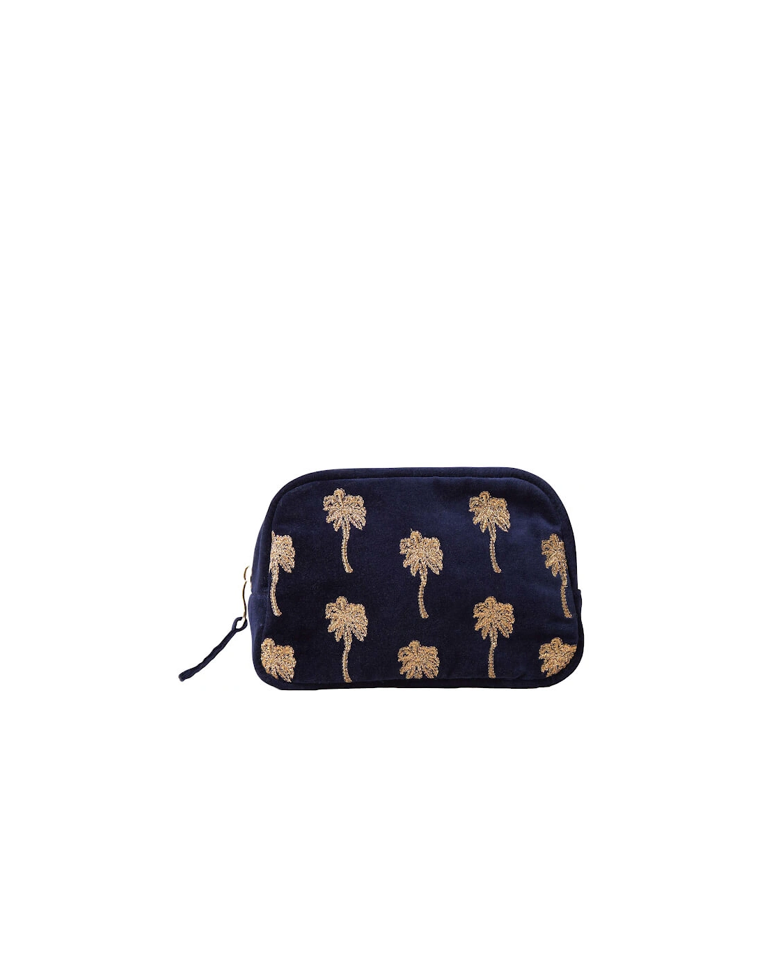 Gold Palm Navy Velvet Cosmetics Bag, 2 of 1