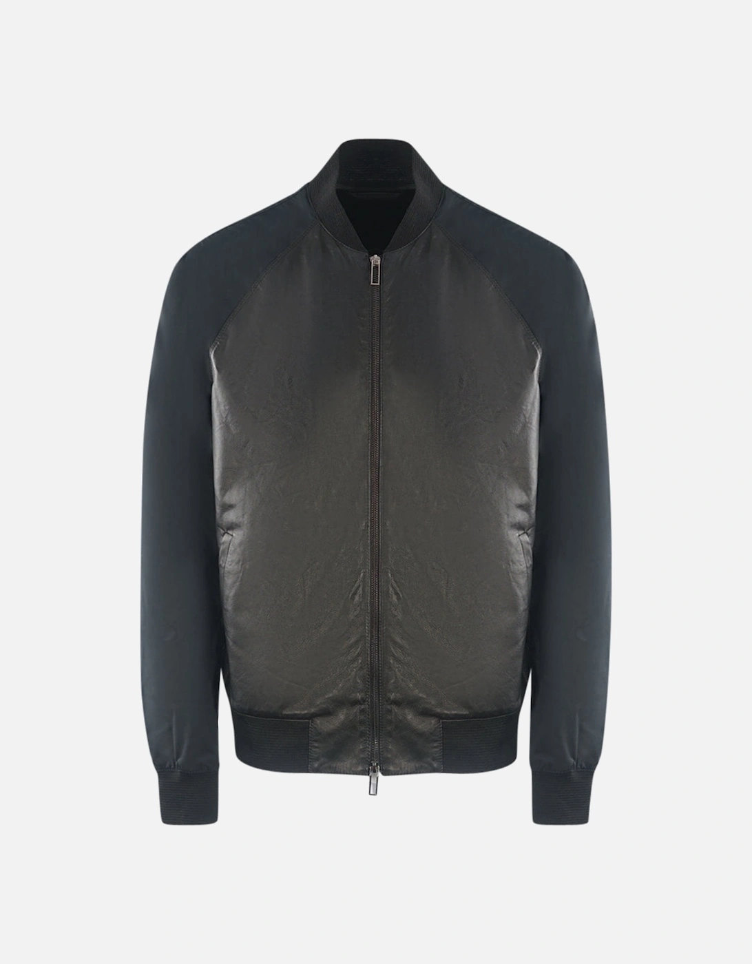 Emporio Armani Contrast Arms Black Leather Jacket, 3 of 2