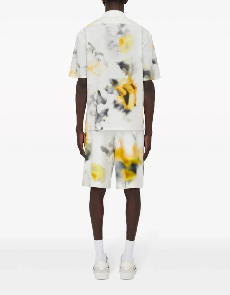 Obscured Floral Print Shorts White